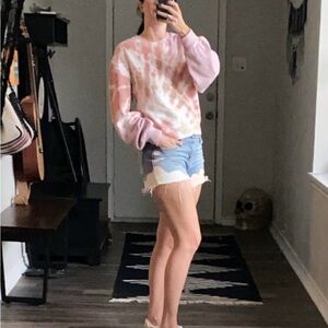 Tie-Dye Sweatshirt in Pink and Tan